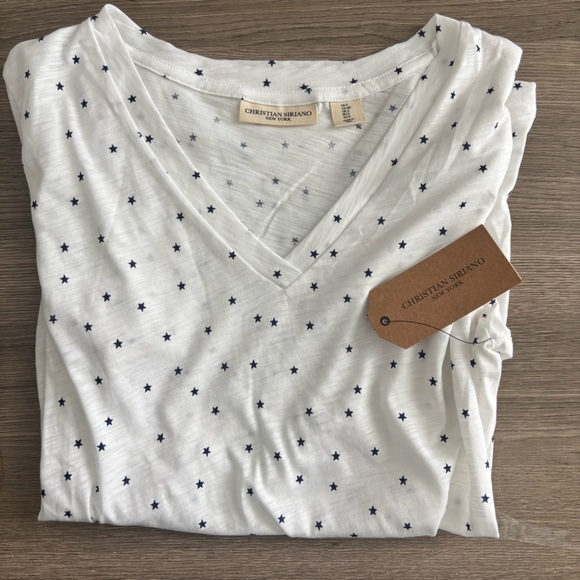 Womens Christian Siriano White Star Print Tee Shirt – Size Small NWT - Picture 1 of 5